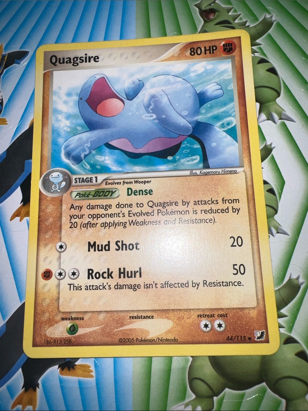 Pokemon Quagsire Card - Blue, Yellow and Pink